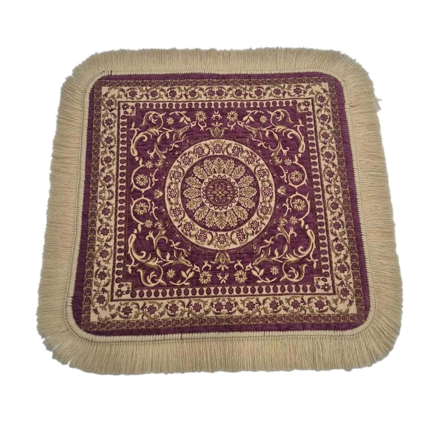 Soft Chenille Prayer Mat - Purple Mandala Design -8