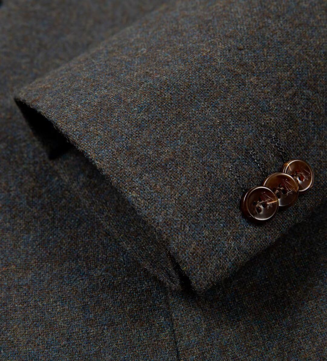 2 Piece Mens Suit Tweed Woolen Blend Casual Suits for Men Blazer Wool Retro Slim Fit Winter Suit for Wedding - Image 5