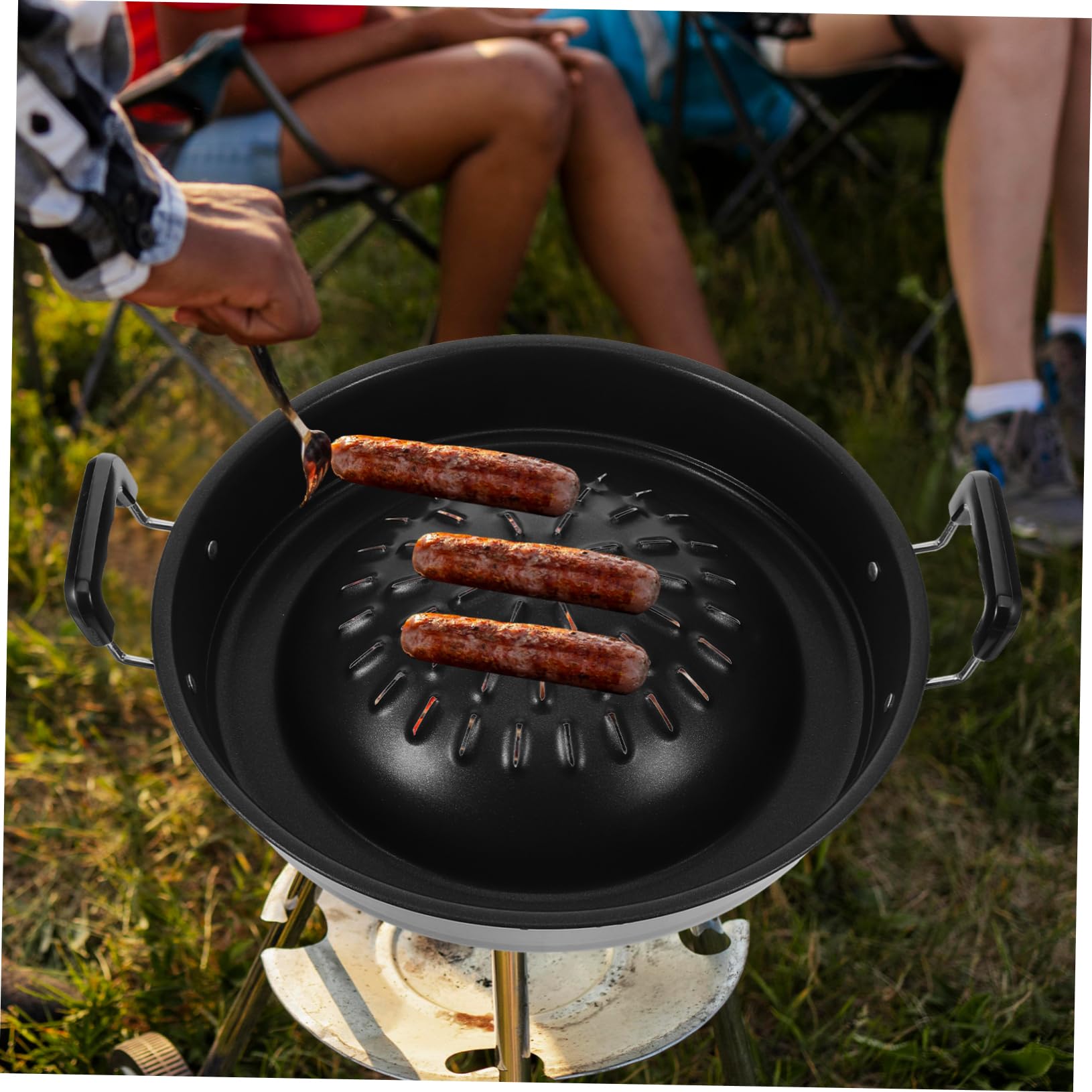 STOBAZA Korean BBQ Grill Pan Portable Barbecue Tray Meat Grilling Pan 30cm Non-Stick Barbecue Stovetop Plate for Home Camping Picnics Indoor or Outdoor Grilling