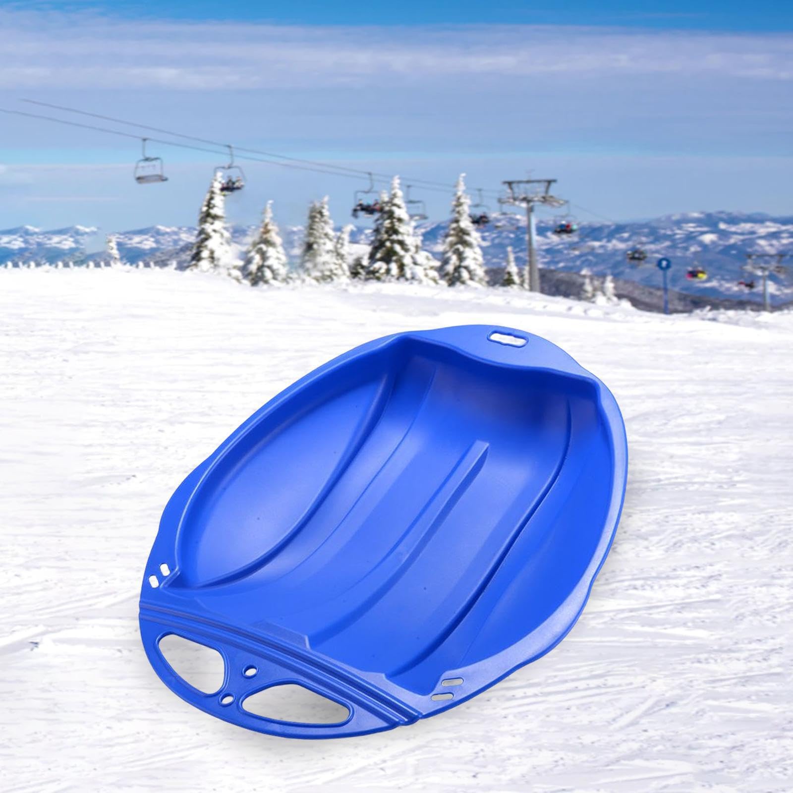 Trineo de Nieve Ligero para niños, Juego de Trineo al Aire Libre, PE Duradero, Deportes de Invierno y diseño Divertido, Equipado con Cuerda, de