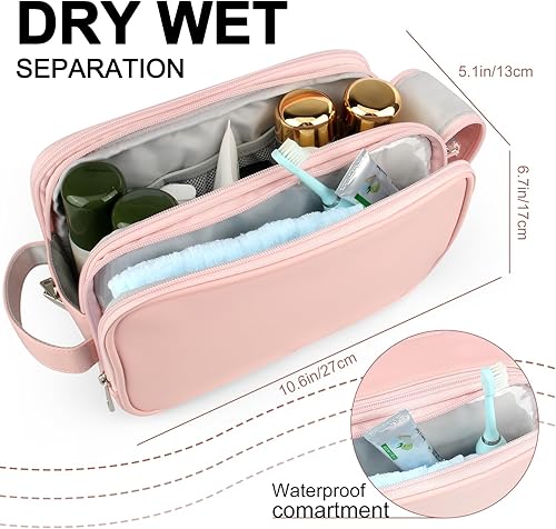Miniatura 5 de Rhea Rose Neceser para mujer, organizador de bolsa de viaje de maquillaje, bolsa de cosméticos de baño grande, kit de Dopp de viaje, bolsa de ducha,