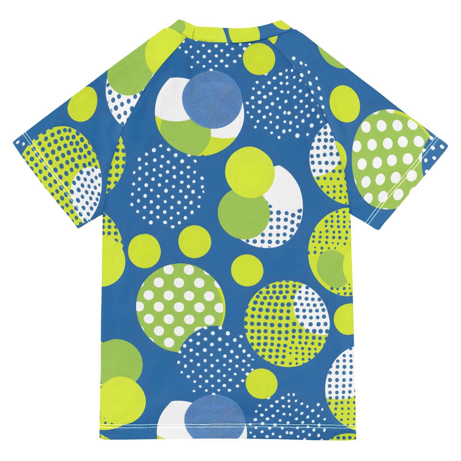 ALAZA Kids Rash Guard Boys Toddler Swim Shirts Short Sleeve Yellow Blue Geometric UPF 50+ 3T