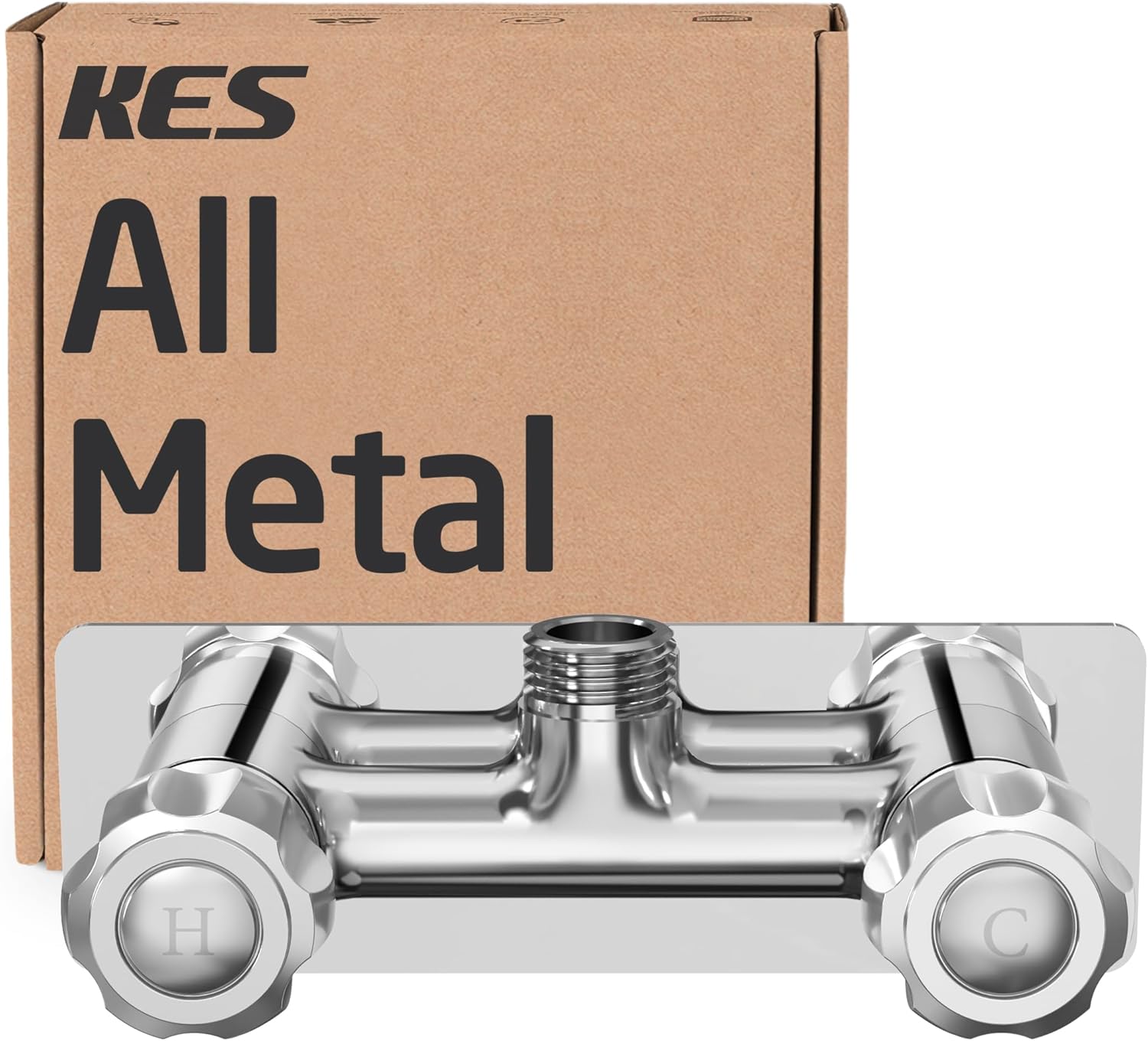 4" All Metal RV Shower Faucet, KES No Leak Camper Shower Faucet Valve Replacement for RV (Shut Off Valve Not Included) with Hot/Cold Knob, for Camper Van, Travel Trailer, Motorhome, Chrome, LG6105B-CH