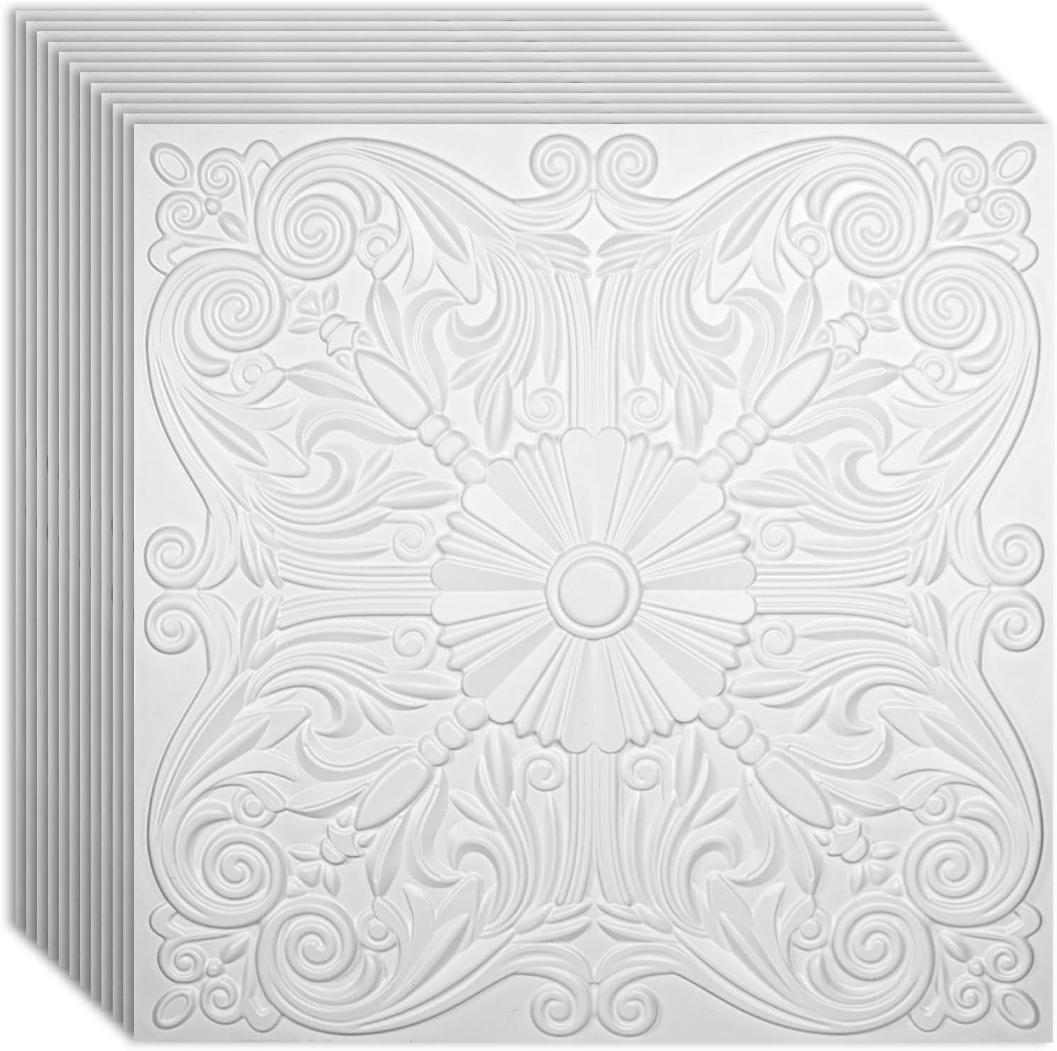 (Similar) Art3d Drop Ceiling Tiles 24x24in. (12-Pack, 48 Sq.ft), Wainscoting Panels Glue Up 2ft x 2ft, Off White Off-White