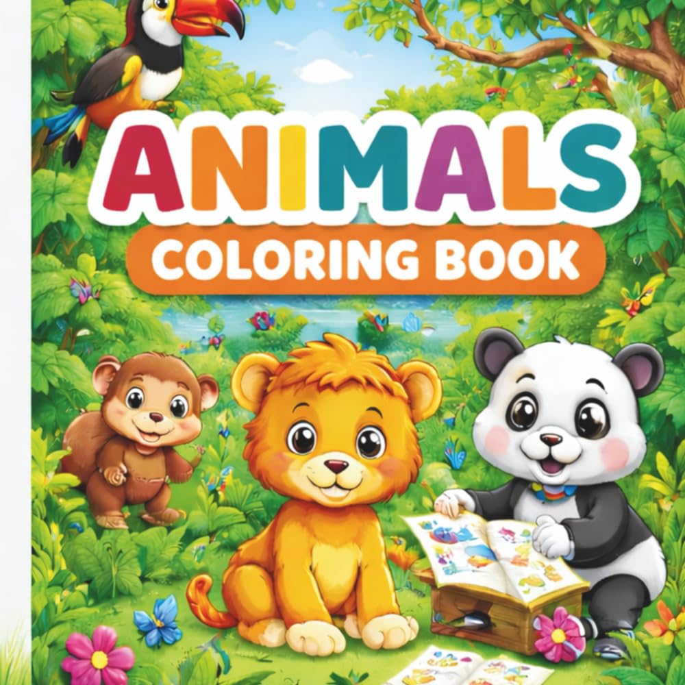 Animals Coloring Book for Kids: Fun and Easy Animal Coloring Pages for Children Ages 3–8