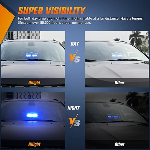 Miniatura 7 de Nilight Luces estroboscópicas de emergencia, luces intermitentes de seguridad de advertencia de peligro de parabrisas con ventosas, luces