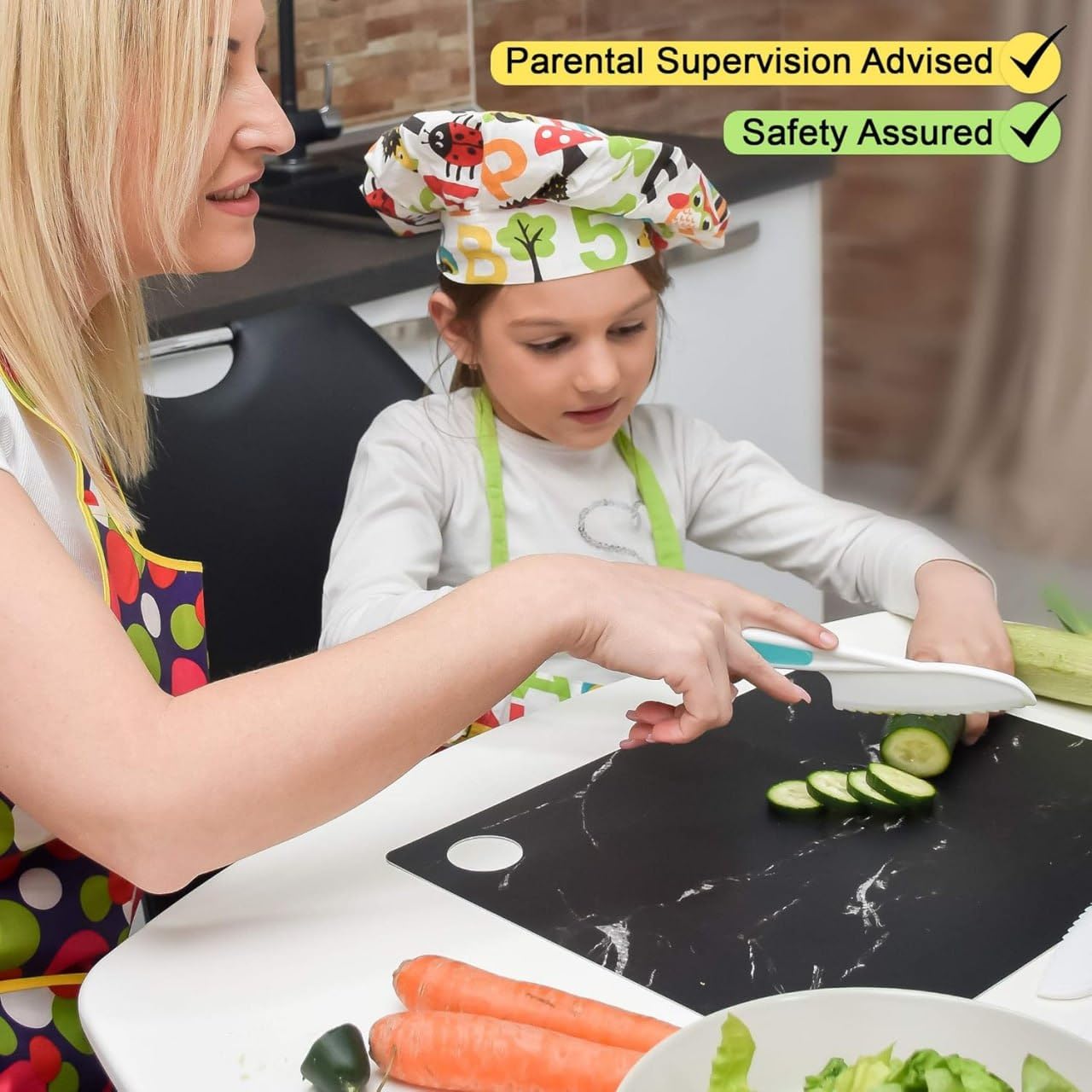 APURK Kids Cooking Knife Set | Safe BPA-Free Nylon Knives for Children | Real Cooking Tools for Toddlers | for Cooking/Baking/Learning | Family Fun Accessories (Set of 3 PCs,Multicolor) 3