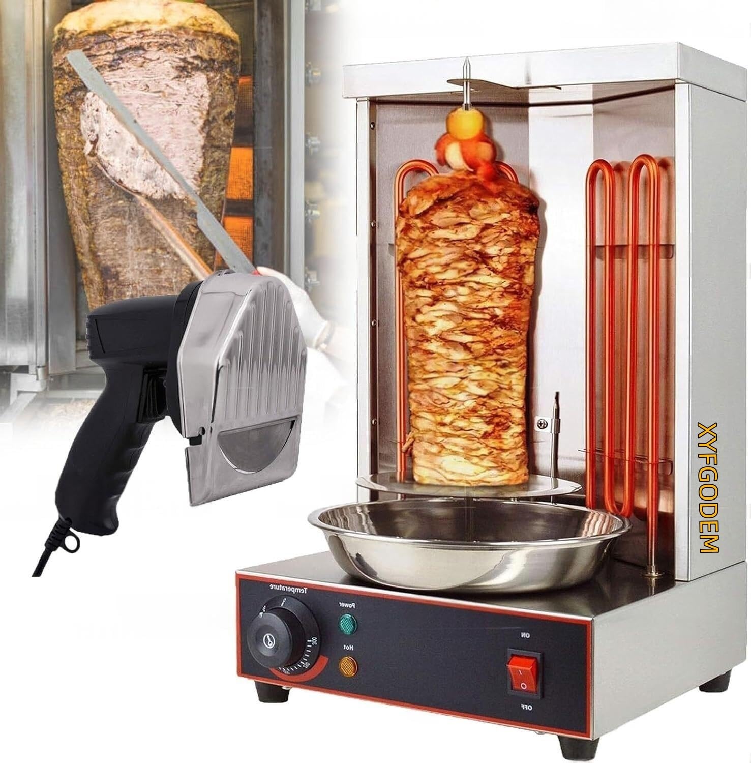 Elektryczna pionowa maszyna do grillowania Shawarma - grill bezdymny z 2 rurkami grzewczymi i tacą na tłuszcz