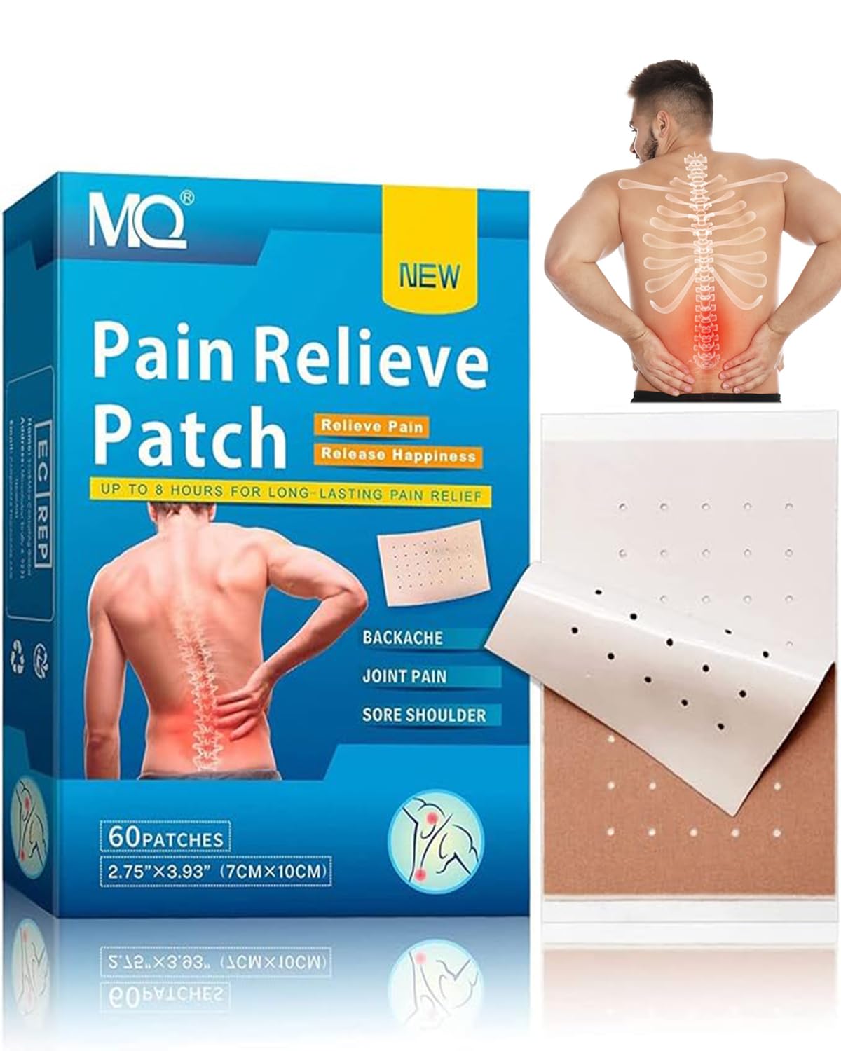 Parche para aliviar el dolor, 60 unidades, parche para aliviar el dolor y calor para la articulación de la rodilla, parches para aliviar el dolor muscular en el hombro y el cuello