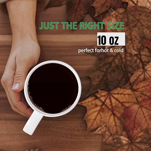 Miniatura 9 de Tazas de café, tazas de café de porcelana blanca de hueso de 12 onzas con más del 45% de contenido de hueso, tazas de té de cerámica ligeras, juego