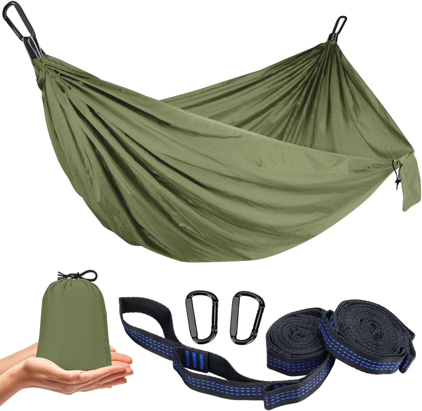 SkrekuiMa Ultralight Outdoor Hammock 300 kg Load Capacity Travel Hammock Camping Breathable Quick-Drying Portable Parachute Nylon Hammock for Backpacking, Hiking, Garden