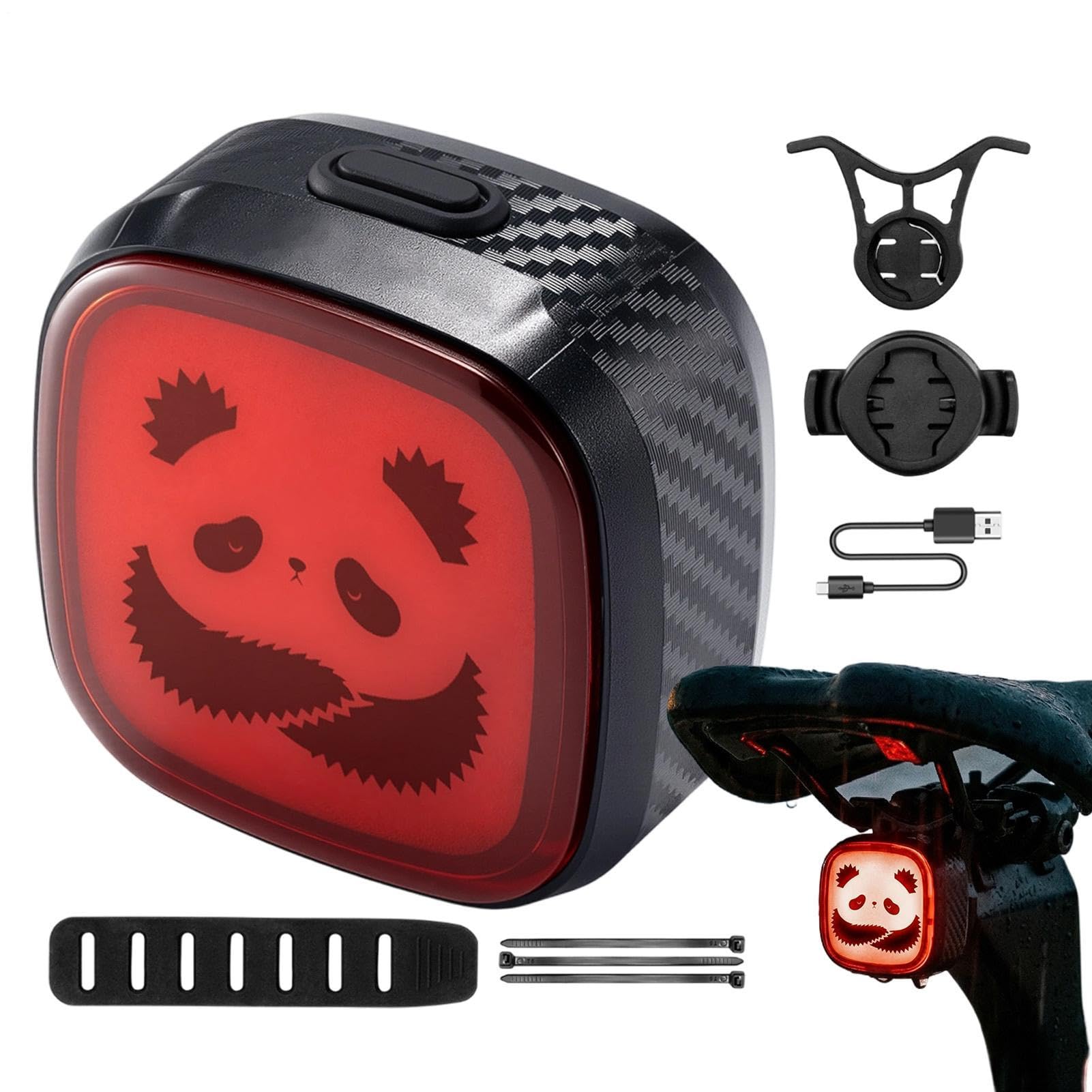 Luces para bicicleta de montaña exterior con sensor impermeable tipo C y 3 modos de señal 8