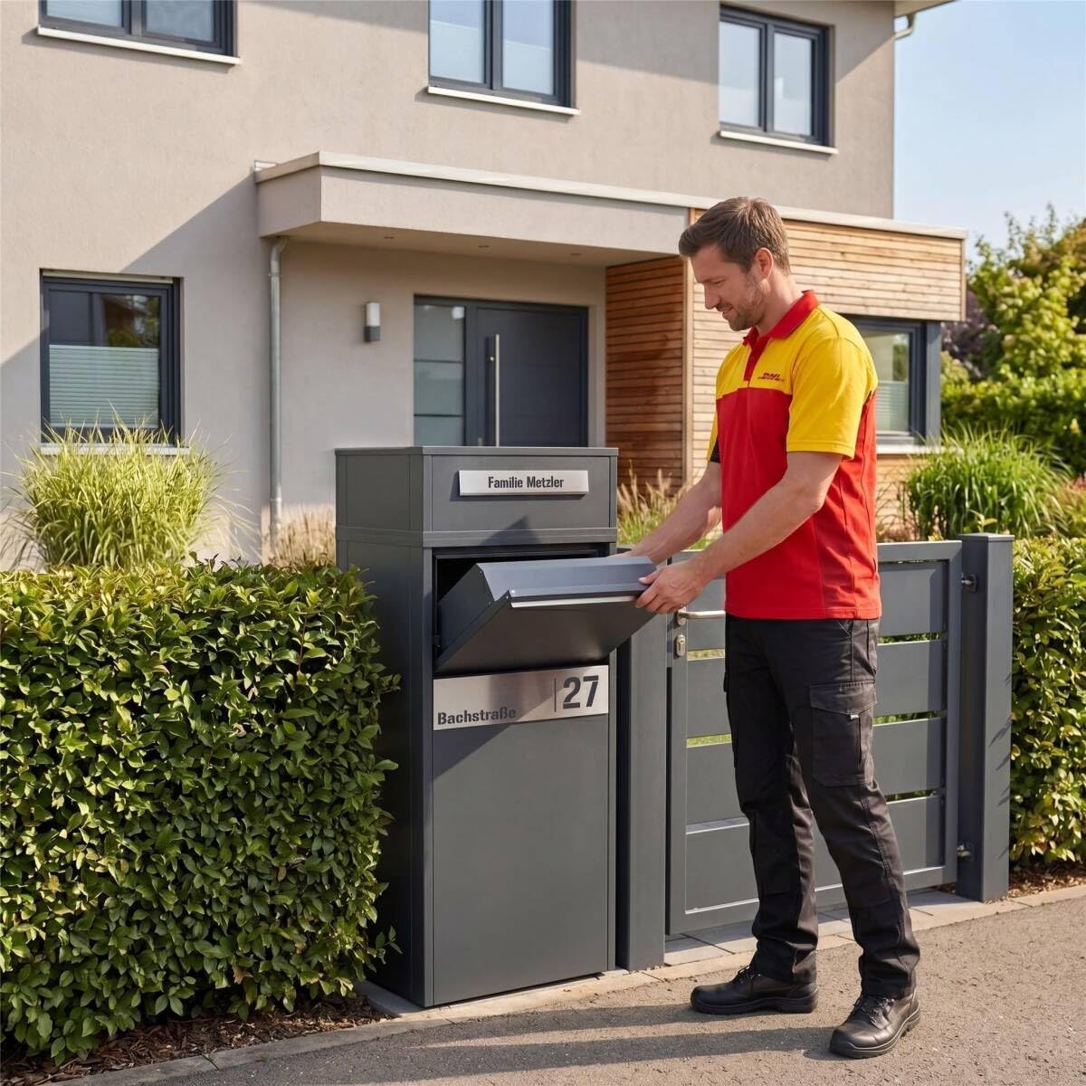 Metzler ZIVO2 - Buzón para Paquetes (Extractor Trasero, Exterior, Grande, XXL, Personalizable, en RAL7016), Color Gris Antracita