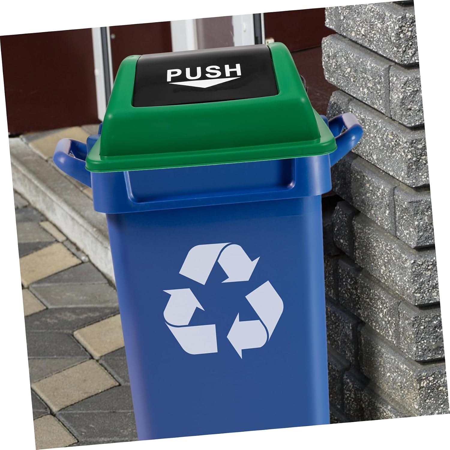 Plastic Garbage Can Lid 20l Green Weather Resistant Outdoor Use