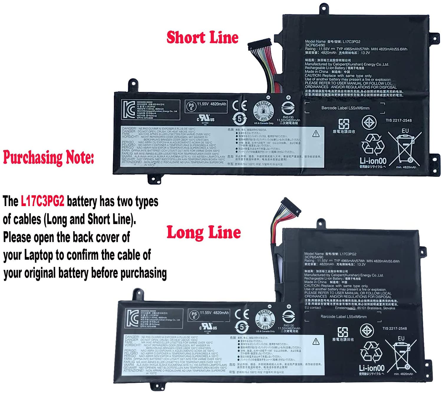 L17C3PG2 L17M3PG2 L17C3PG1 5B10Q88555 Batterie d'ordinateur Portable