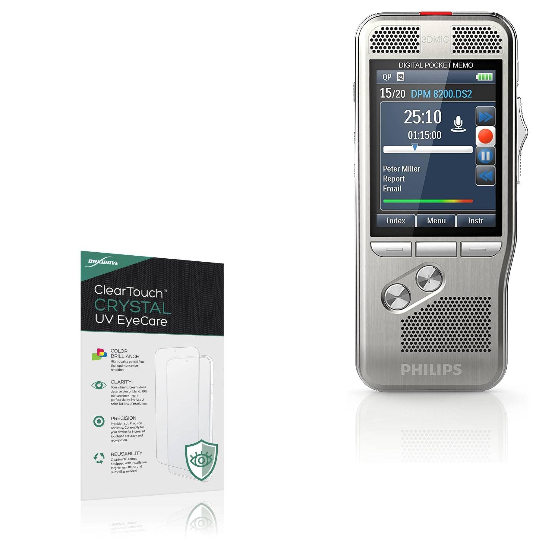 BoxWave Screen Protector Compatible With Philips PocketMemo (DPM8000) - ClearTouch Crystal Anti-UV EyeCare (2-Pack), Filters out Harmful Blue Light Reduce Fatigue