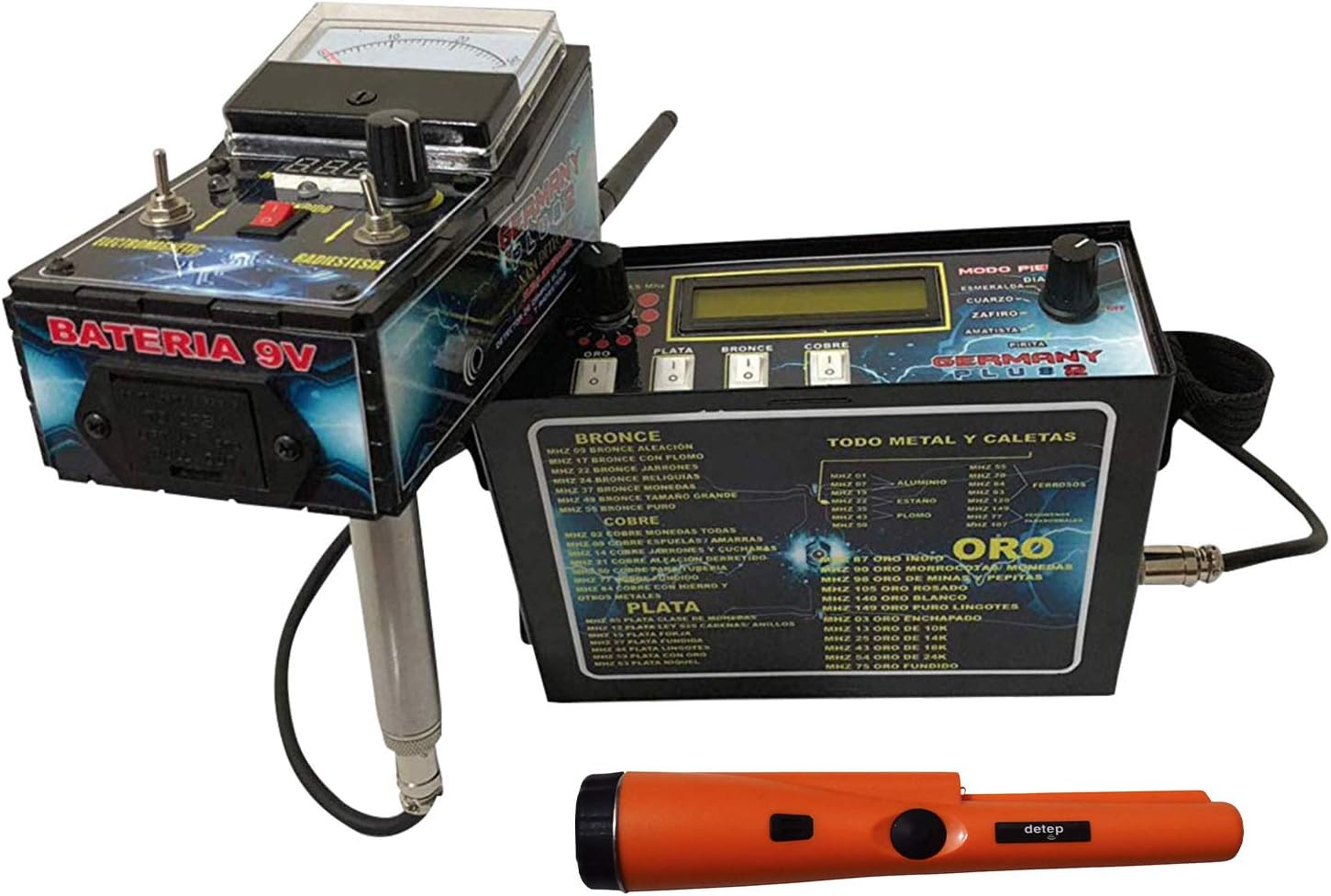 Germany Plus 2 Metal Detector - Professional Locator - Long Range - Depth and Distance Scanner Detector | Find Gold, Silver, Coins, Jewels, Relics and Great Treasures - with Free Pin Pointer
