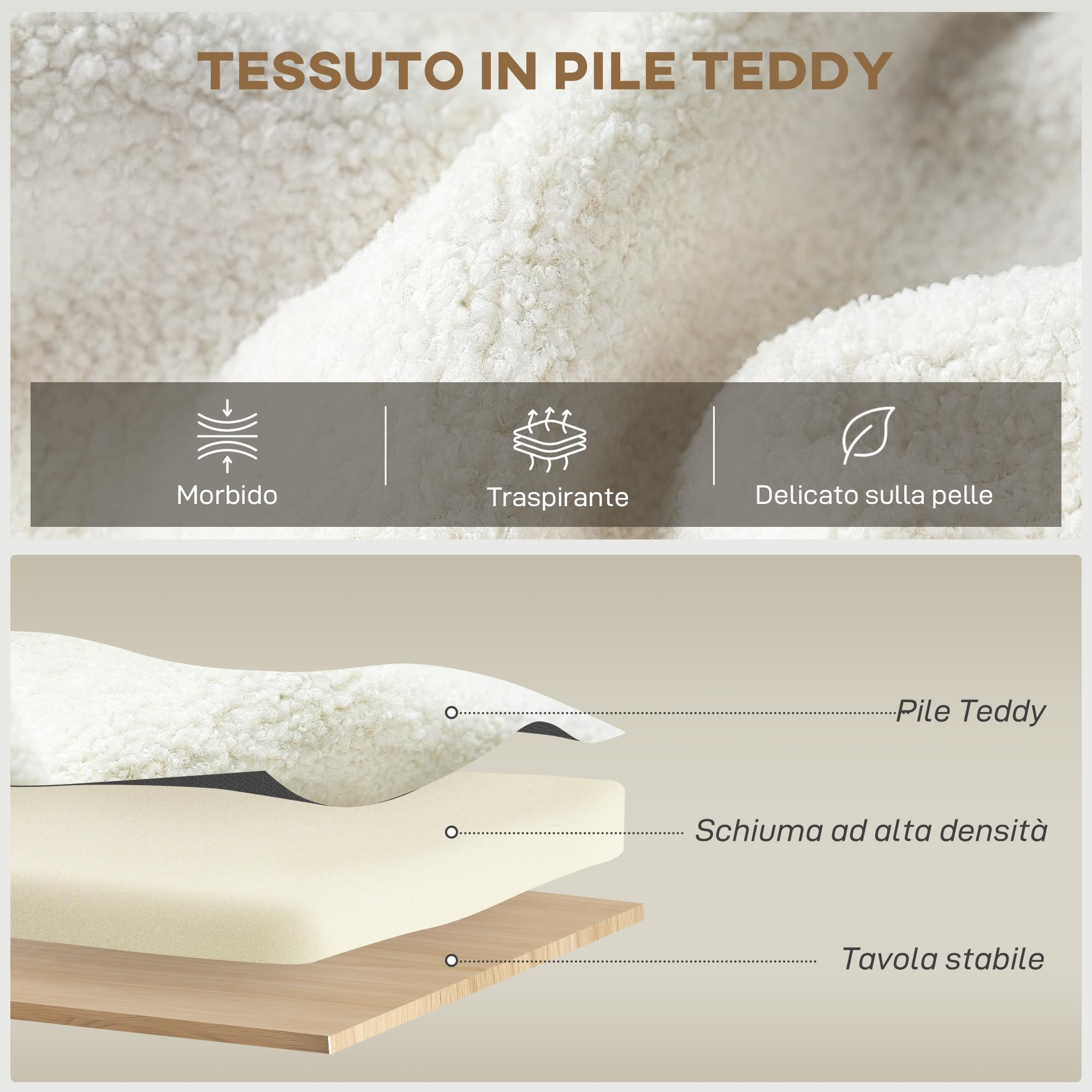 HOMCOM Poltrona Salotto Imbottita con Contenitore Nascosto, Schienale Alto, Poltroncina Moderna con Braccioli, Cuscino Lombare e Seduta Ampia, in Velluto Teddy, per Camera da Letto e Soggiorno, Crema