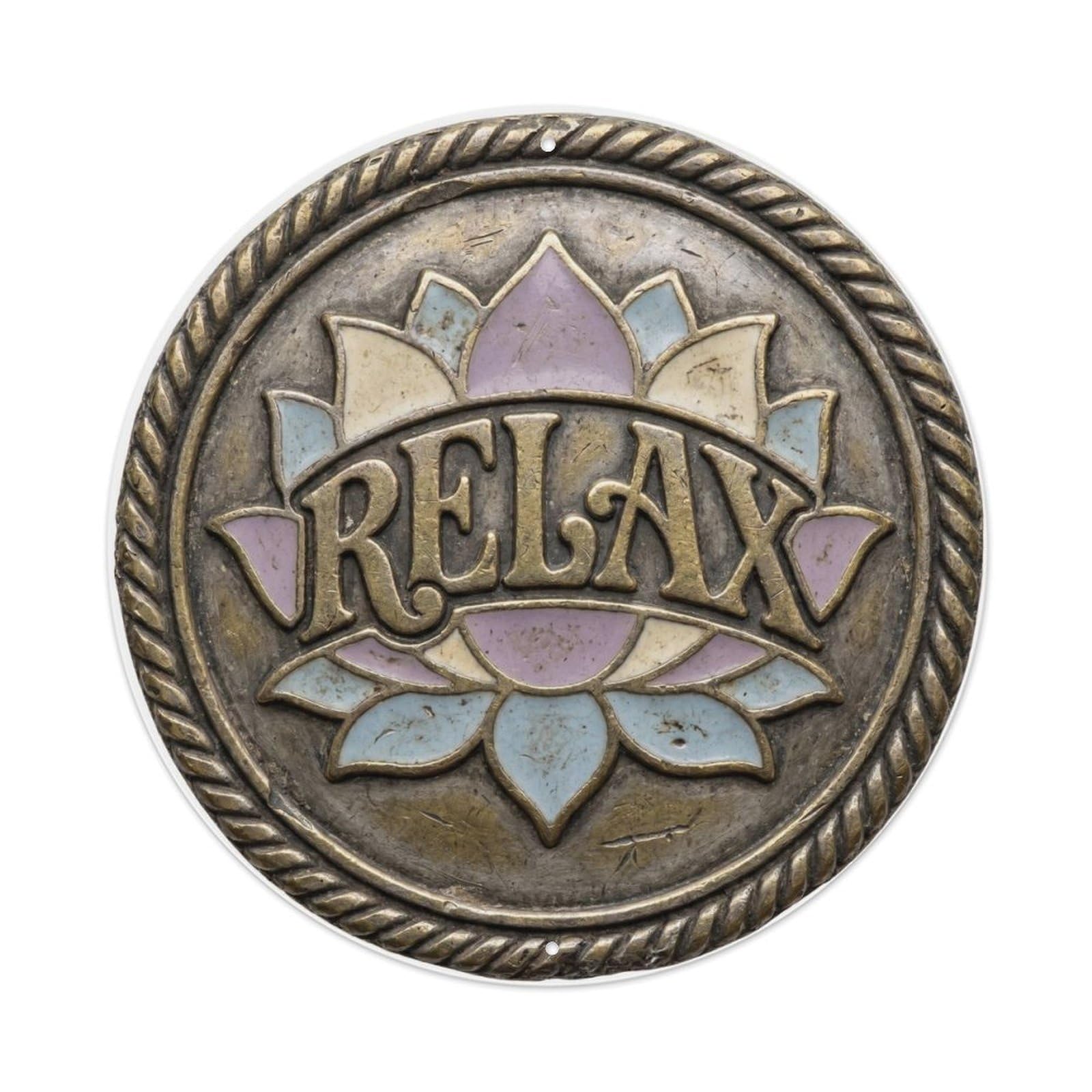 Relax Vintage Workshop Accessory Retro Slogans Metal Tin Sign Plaque Wall Decor for Cafe, Club Bar, Office, Home Garden Round Metal Poster 8x8Inch