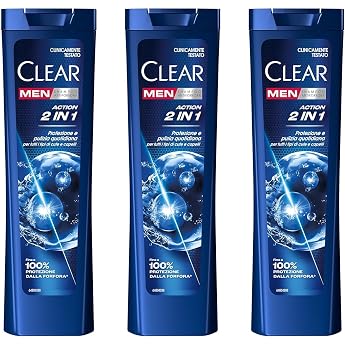 Clear Men Action 2-in-1 Anti-Dandruff and Hair Loss Shampoo 3 x 225 ml