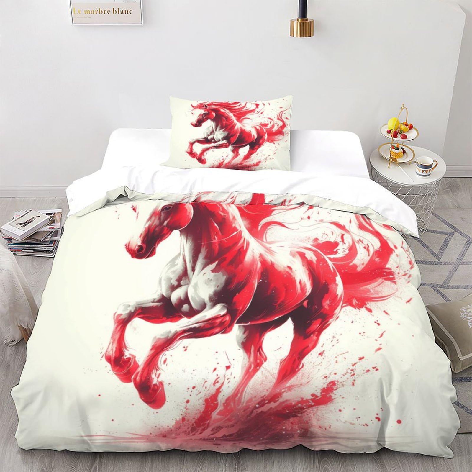 Housse de couette 135x200 Wild Animals Red Horse avec taie
