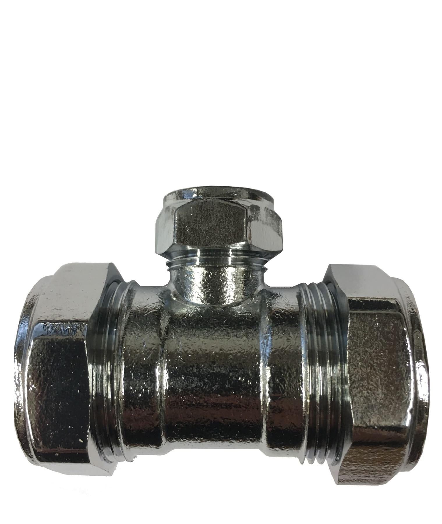 28mm x 28mm x 15mm Compression Chrome Reducing Tee
