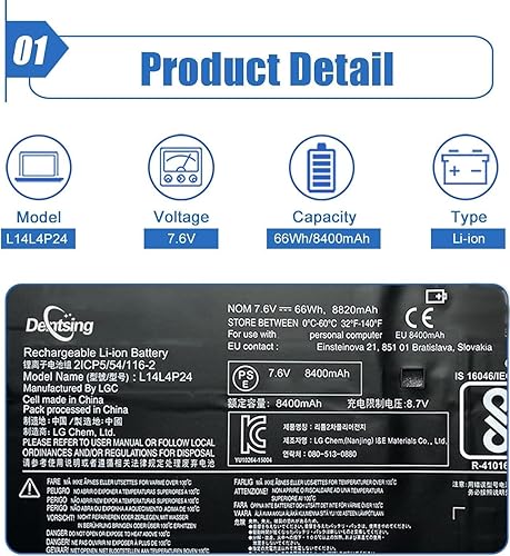 Miniatura 2 de Dentsing Batería para portátil L14L4P24 (7.6V 66Wh8400mAh 4-Cells) compatible con Lenovo YOGA 900-13ISK 900-13ISK2 900-IFI 900-ISE YOGA 4 Pro Series