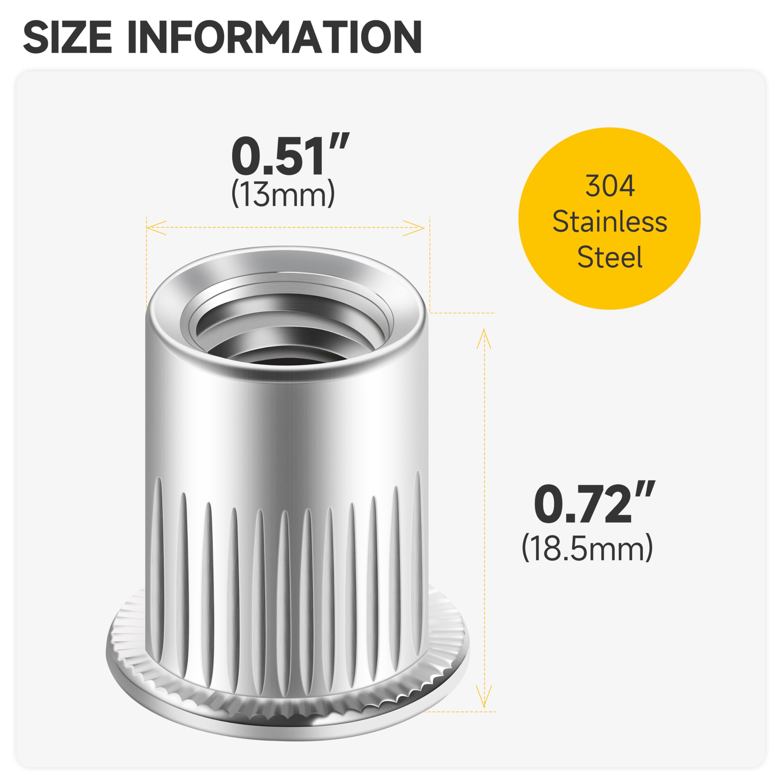 Threaded Rivets Rivnuts Snapklik.com : Mywish 50Pcs 3/8 Rivet Nuts, 304 Stainless Steel Flat ...