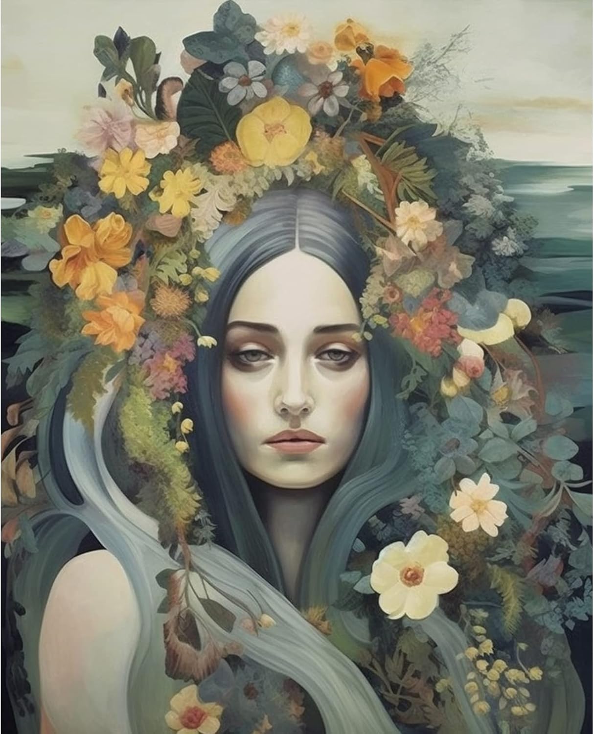 Flower Girl Painting by Numbers for Adults and Beginner