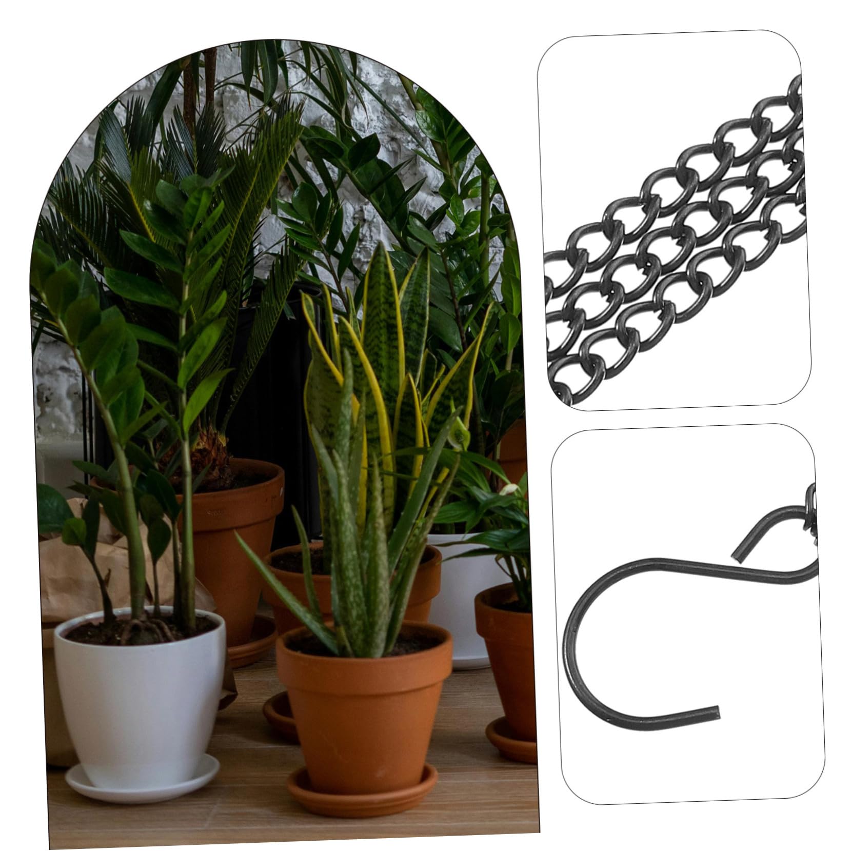 POPETPOP 5 Ensembles Pot Suspendus Chaîne Suspendus Cadre La Chaîne Cintres Suspendus Lampe Plante Cintre Remplacement Chaîne En Métal Pot De Fleurs Chaîne Suspendus Chaîne Pour 6 pièces * 5