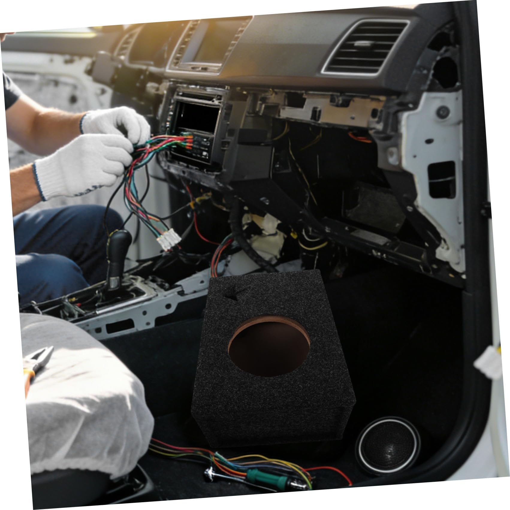 Angoily Cassa Subwoofer Quadrata Sottile 6,5 Pollici in Legno e Feltro, Nera, Portatile, per Sistemi di Enclosure Subwoofer e Apparecchi Audio, per Casa e Eventi All'aperto