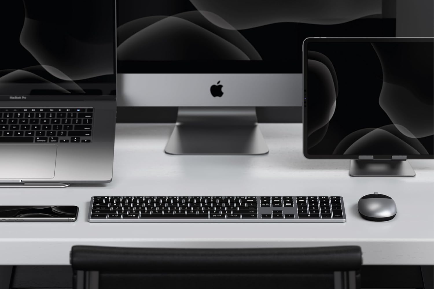 Satechi Slim X3 Bluetooth Backlit Keyboard for Mac, Illuminated Keys & Multi-Device Sync, for MacBook Air/Pro M5/M4, iPad Air/Pro M5/M4/M3, iPad mini, Mac mini, iMac - Space Gray