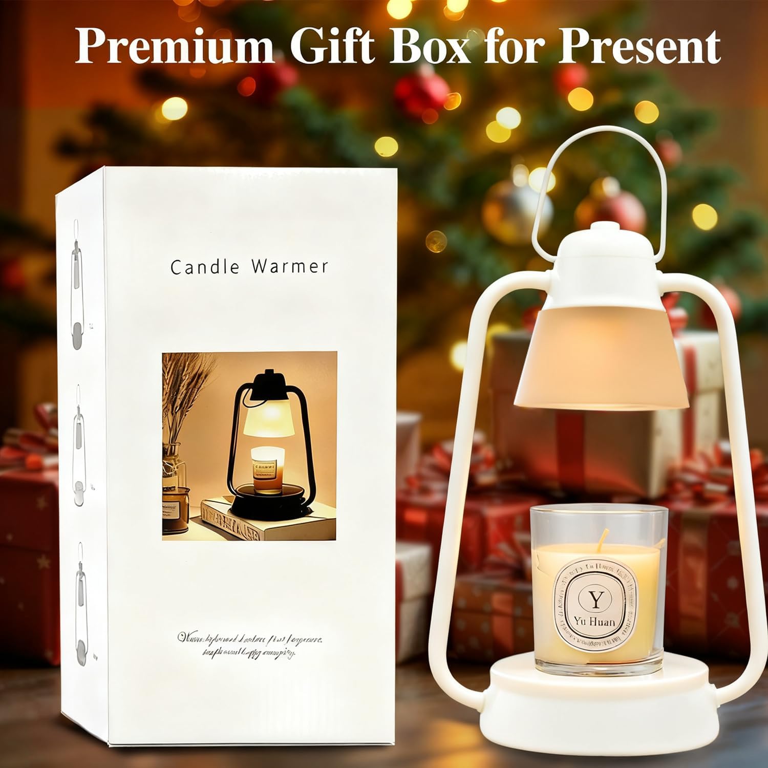 Candle Warmer Lamp with Timer for Jar Candle, 4 Level Dimmable, Electric Wax Melt Warmer with 2 Bulbs, Vintage Decor Lamp - Housewarming/Birthday/Christmas Gift for Mom Sister Girlfriend White