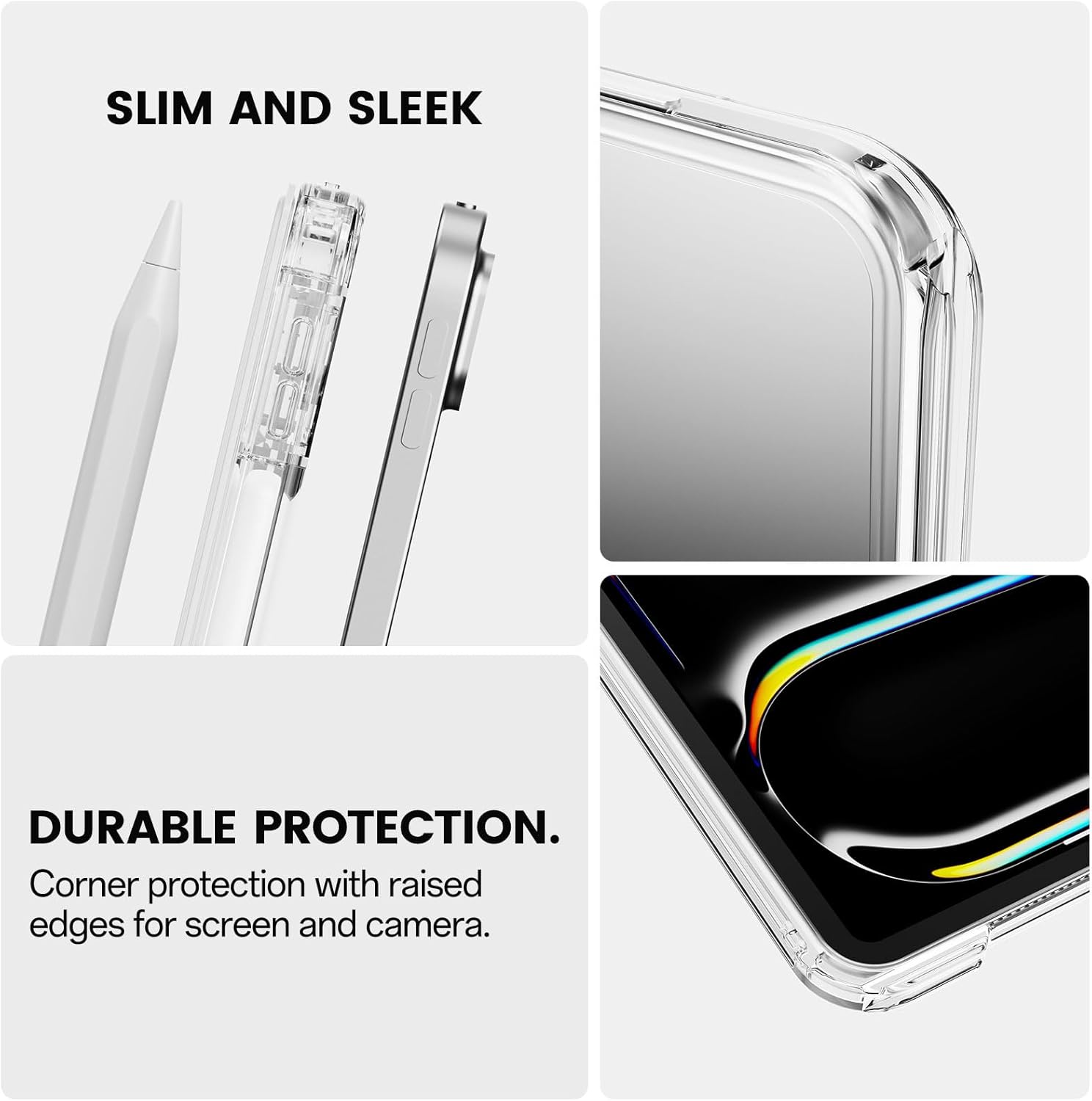 Hybrid Case for iPad Pro 11 Inch 2024 M4 5th Gen with Pencil Holder, 2 in 1 Detachable Trifold Sliding Cover with Clear Hard Back Shell, Supports Pencil Pro Charging, Gray - Image 8