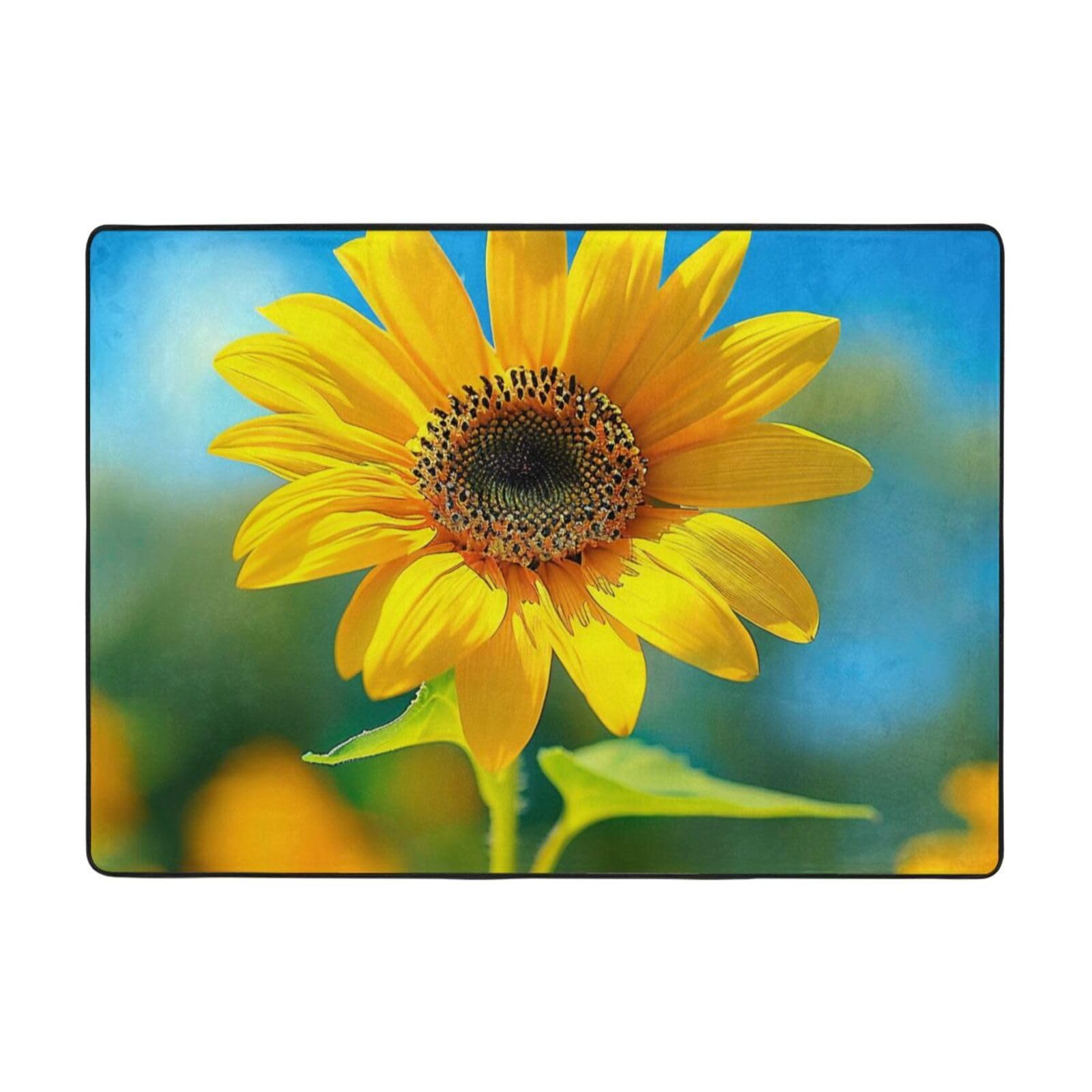 Tapis tournesol de salon grand tapis de chambre moderne 203 x 147 cm