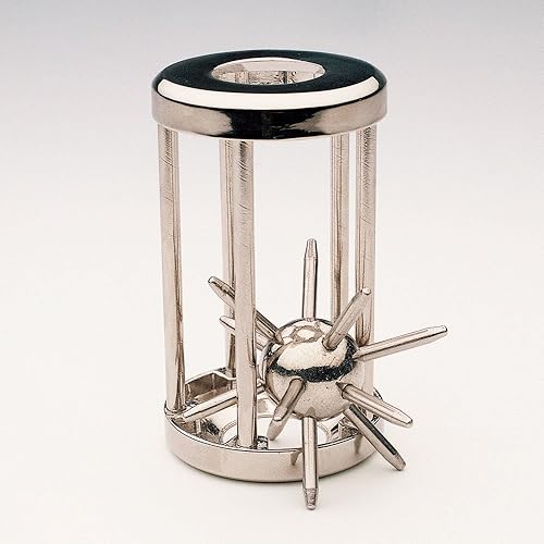 Miniatura 2 de Bits and Pieces - Rompecabezas de juego cerebral de metal de acero atrapados - Rompecabezas de cerebro para adultos - Bola con pinchos en cámara de