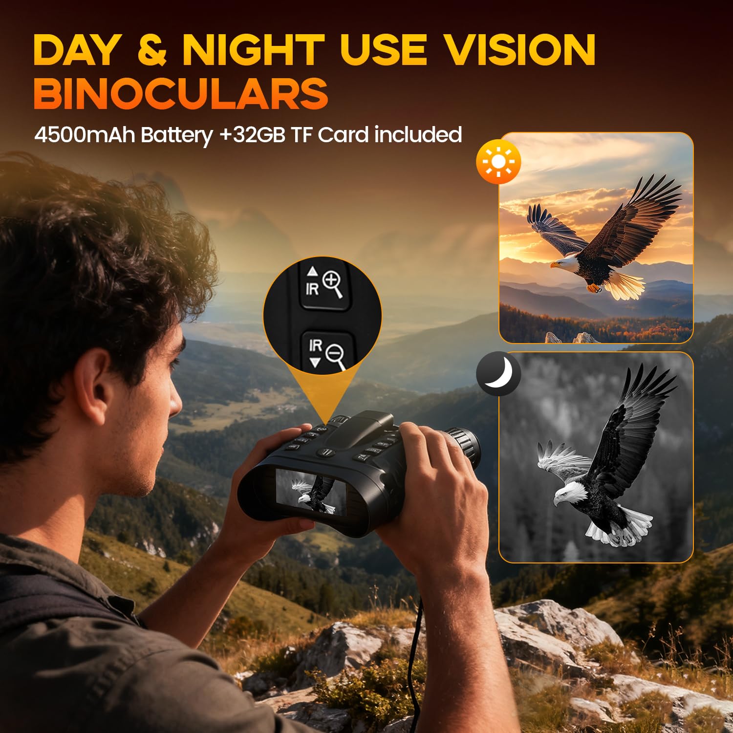 4K Nachtsicht Fernglas mit Entfernungsmesser für Erwachsene - Infrarot Nachtsichtbrille mit 8× Zoom, 36MP Foto & 4K Videoaufzeichnung - für Jagd, Camping, Wildtiere & Haussicherheit