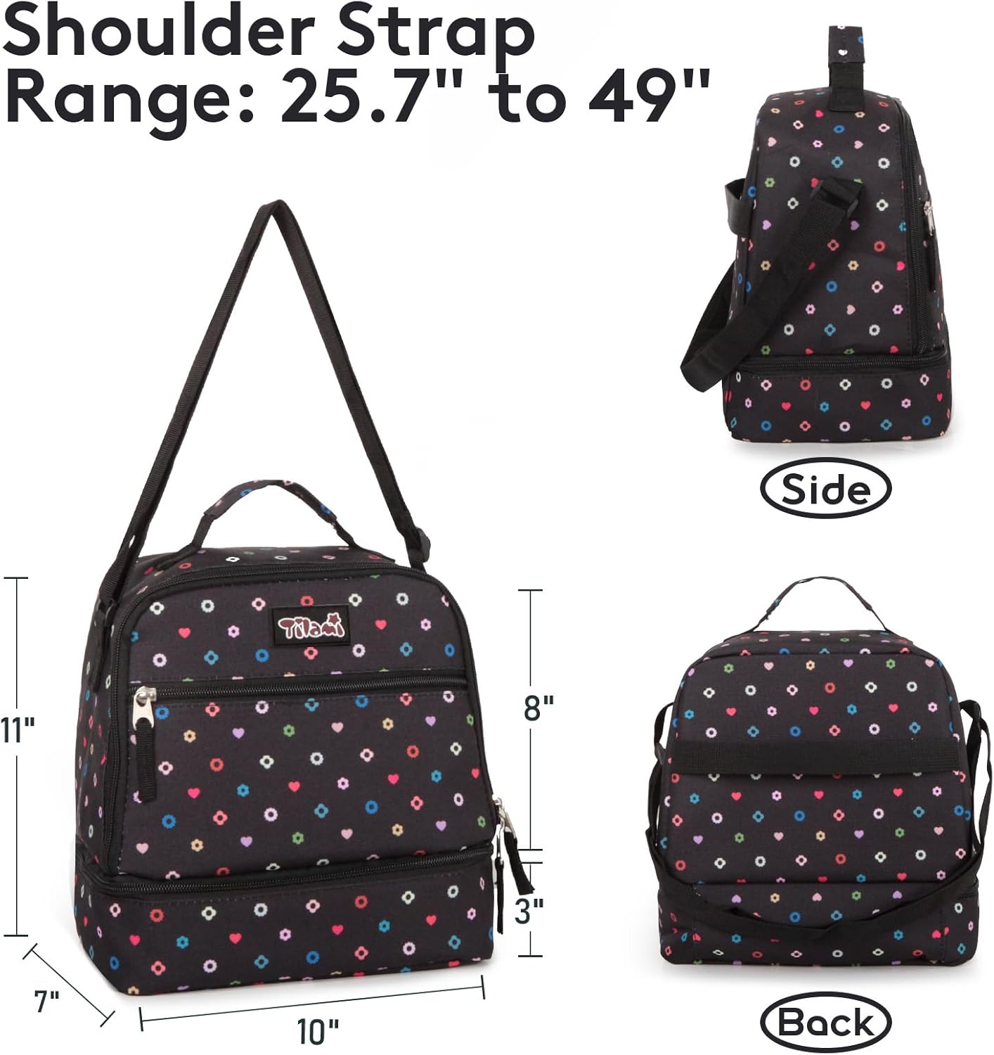Tilami Rolling Backpack for Kids 19 inch with Lunch Bag Wheeled Laptop Backpack,Colors