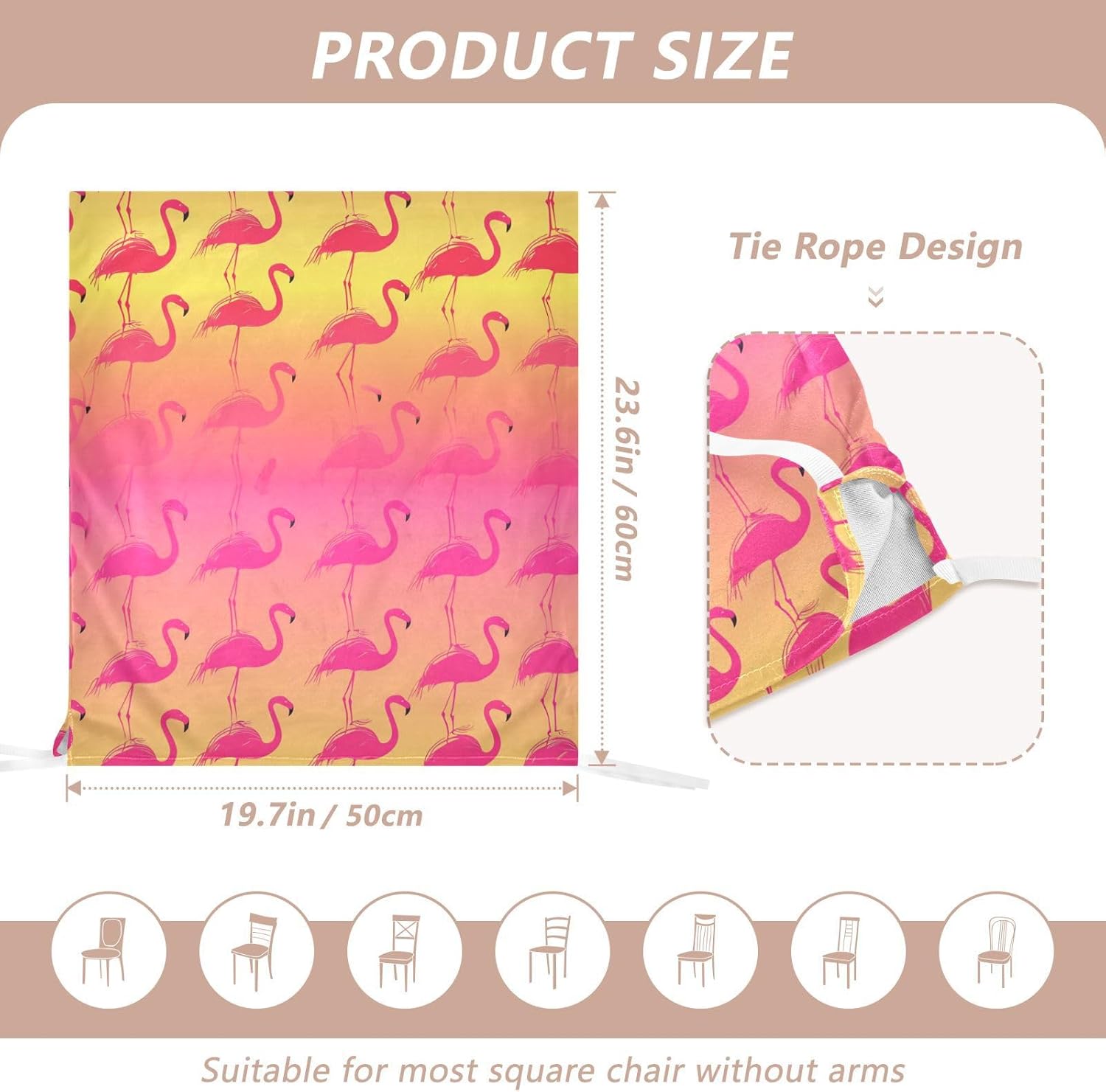 ALAZA Cute Flamingo Chair Back Cover Set of 6, Washable Reusable Removable Chair Slipcovers Decorative Chair Cover for Home Kitchen Wedding Party