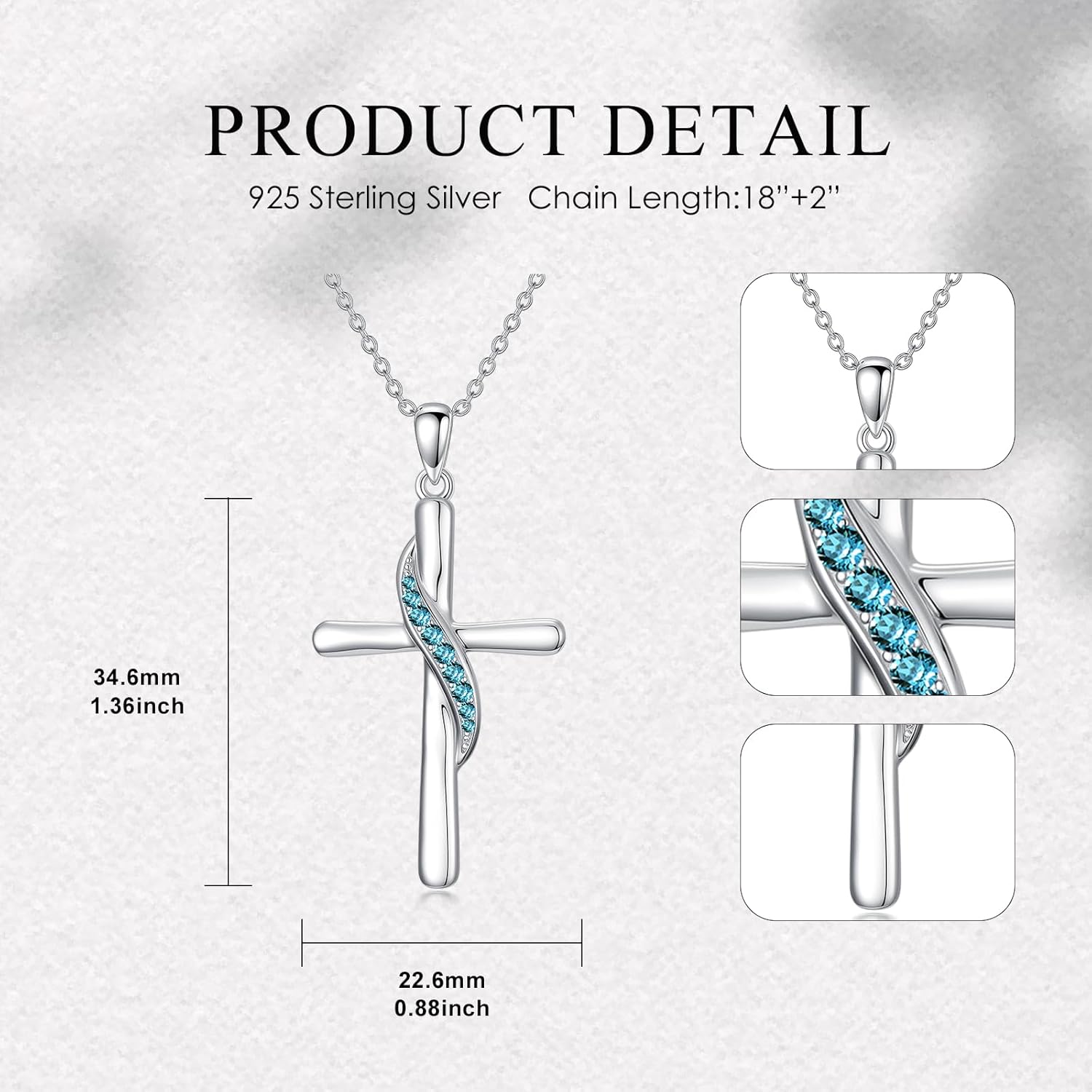 Cross Necklaces for Women 925 Sterling Silver Birthstone Crucifix Pendant Cross Jewelry for Women - Image 6