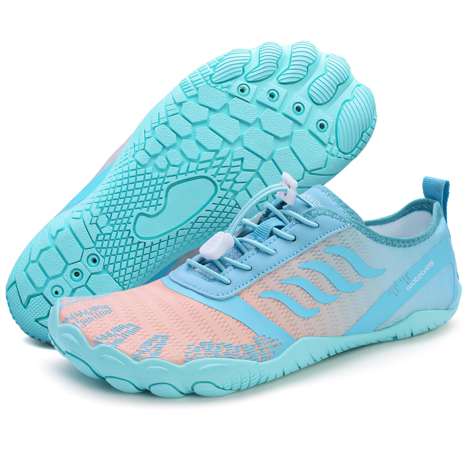 WateLves Damen Herren Barfußschuhe Wasserschuhe Aquaschuhe Badeschuhe Fitnessschuhe rutschfest Sohle Breiter Zehenbox