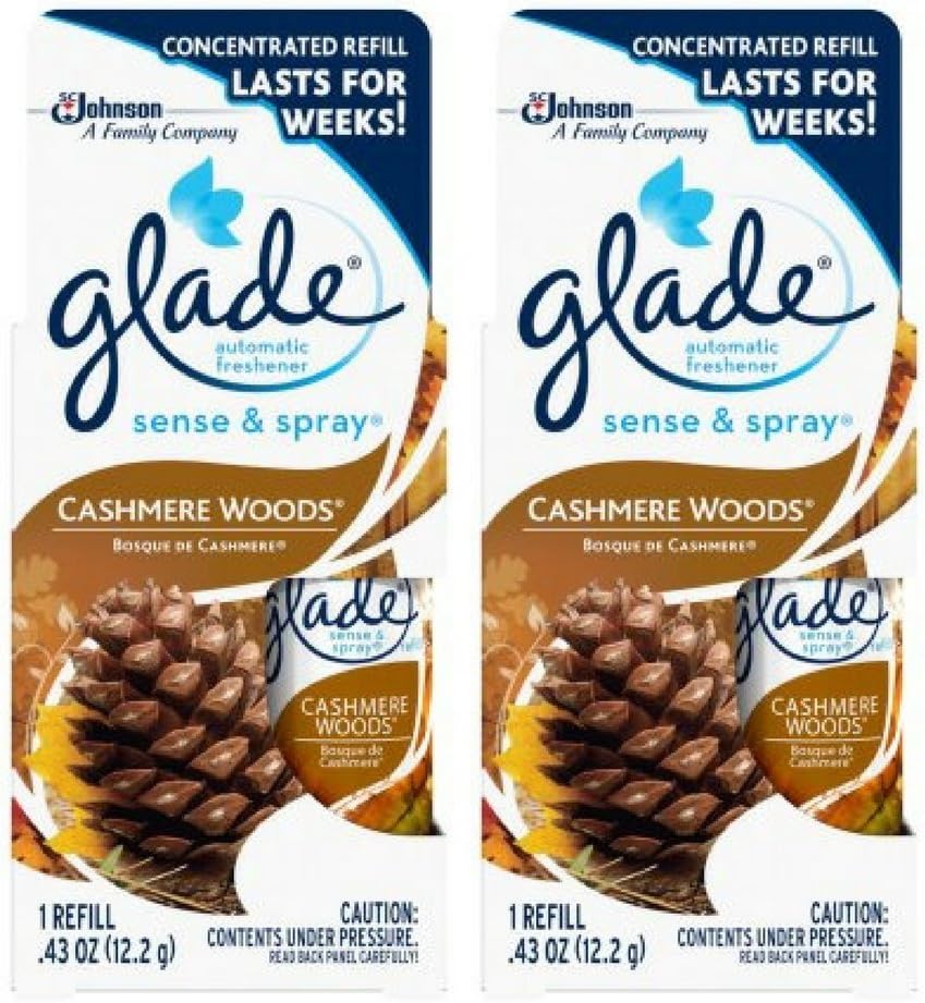 Glade Sense & Spray automatic air freshener refill, Cashmere Woods 2 Packs