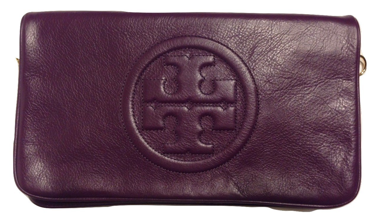 Tory Burch Bombe Reva Clutch Wild Plum Leather