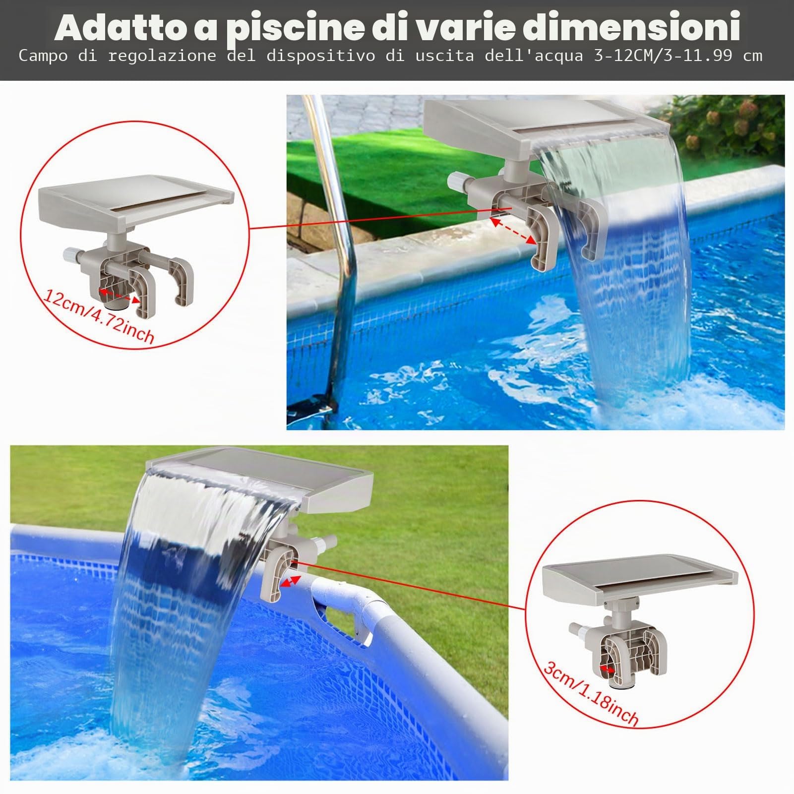 Cascata per piscine rialzate Accessorio decorativo con design rimovibile e struttura solida, ideale per creare un'atmosfera rilassante in piscine framed giardini o cortili