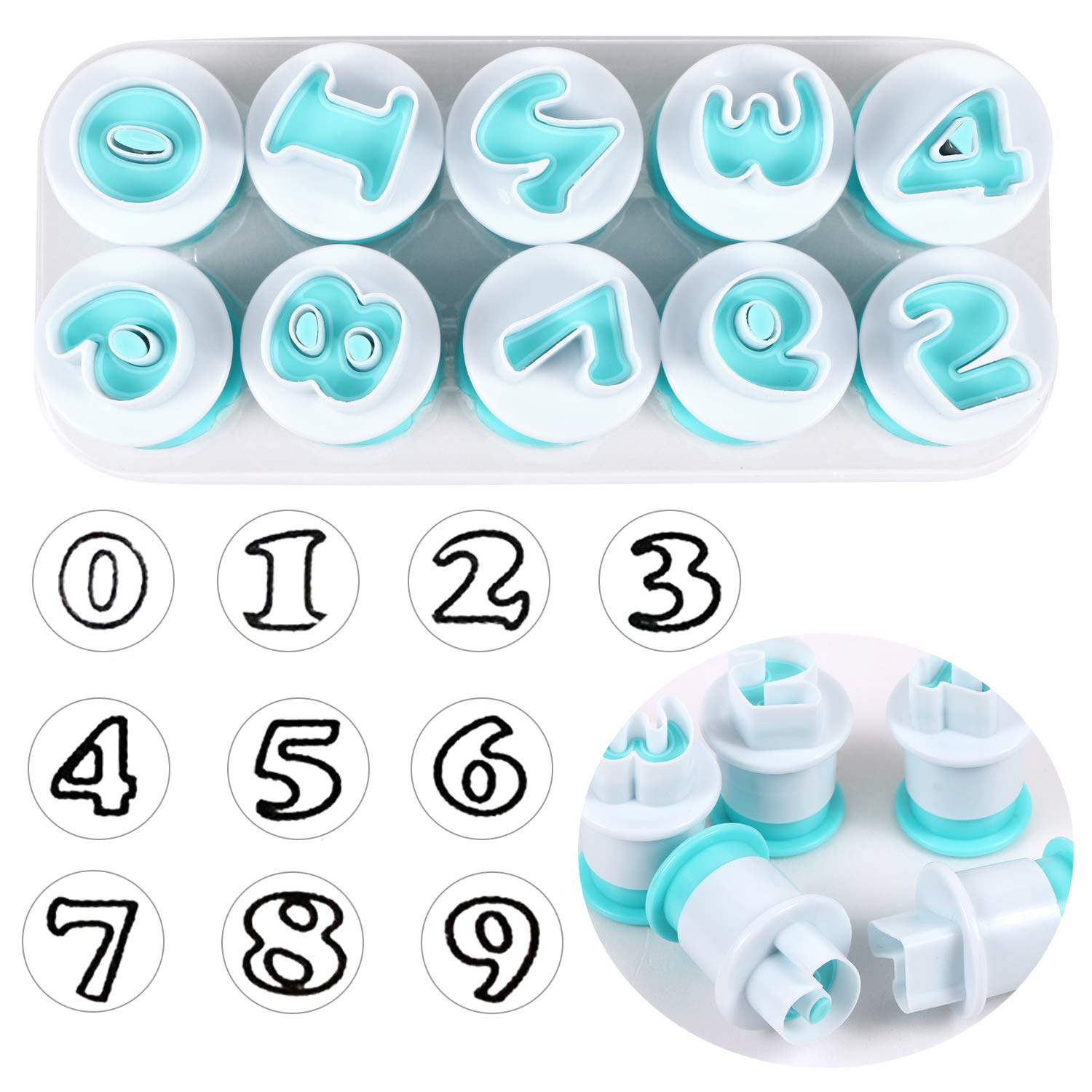 BENBO Buchstaben- und Zahlen-Kuchenform-Set, 36-teilig, für Fondant, Kuchen, Zucker, Basteln, Kekse, Stempel, Prägestempel, Plunger Plunger Keksausstecher