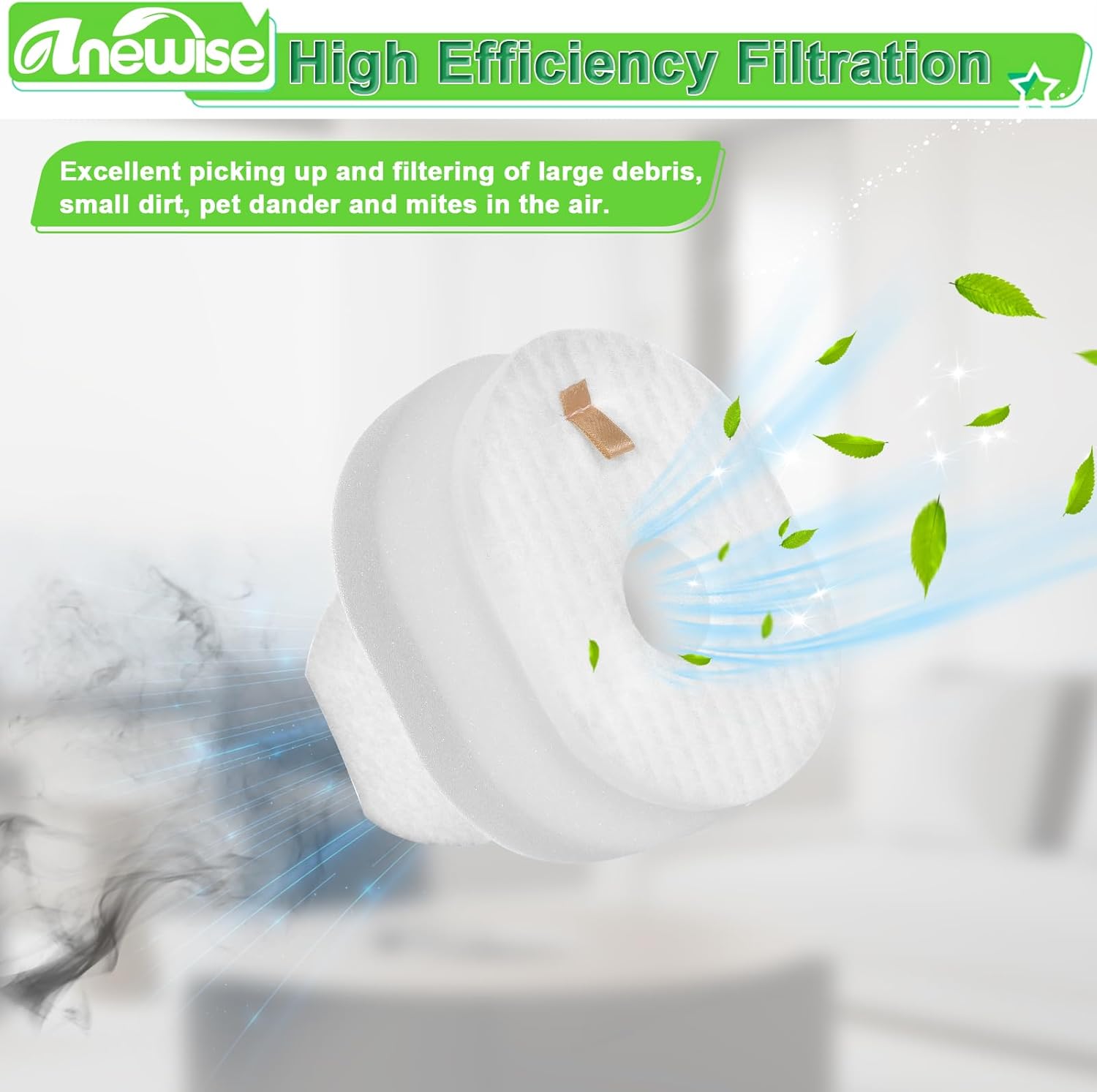 Anewise 10 Pack HV301 Filter Replacement for Shark Rocket HV301 HV30126 HV300 HV302 HV292 HV305 HV307 UV450 QS301 CS100 Ultralight Corded Stick Vacuum, Part #XFFV300, 10 Foam + Felt + Post Filters