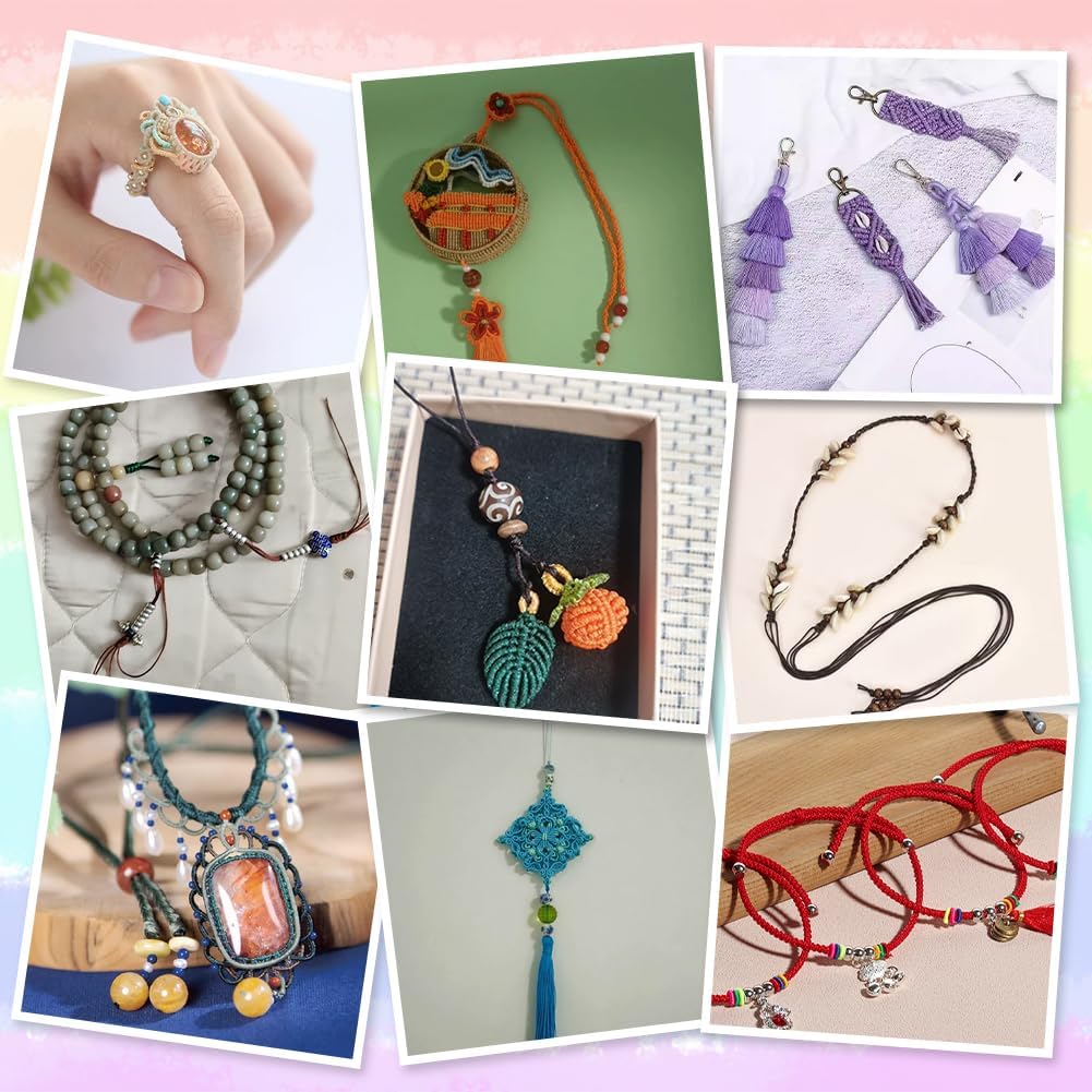 PH PandaHall 9 Color 0.8mm Nylon Beading String Chinese Knotting Cord Braided Thread Bracelet String Kumihimo Macrame Thread String Blinds String for Friendship Christmas Jewelry Making, 67 Yards - Image 9