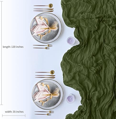 Miniatura 9 de Paquete de 2 caminos de mesa de gasa verde salvia, 10 pies, decoración bohemia de queso para boda, baby shower, arco de postre, decoración del día