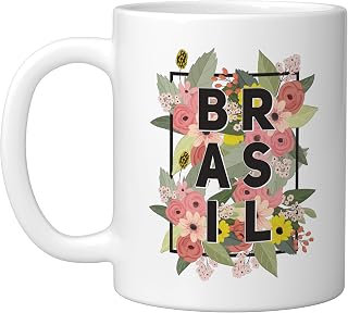 Brasil Tropical Flowers Brazil Brasilian Pride Souvenir Ceramic Mug, White