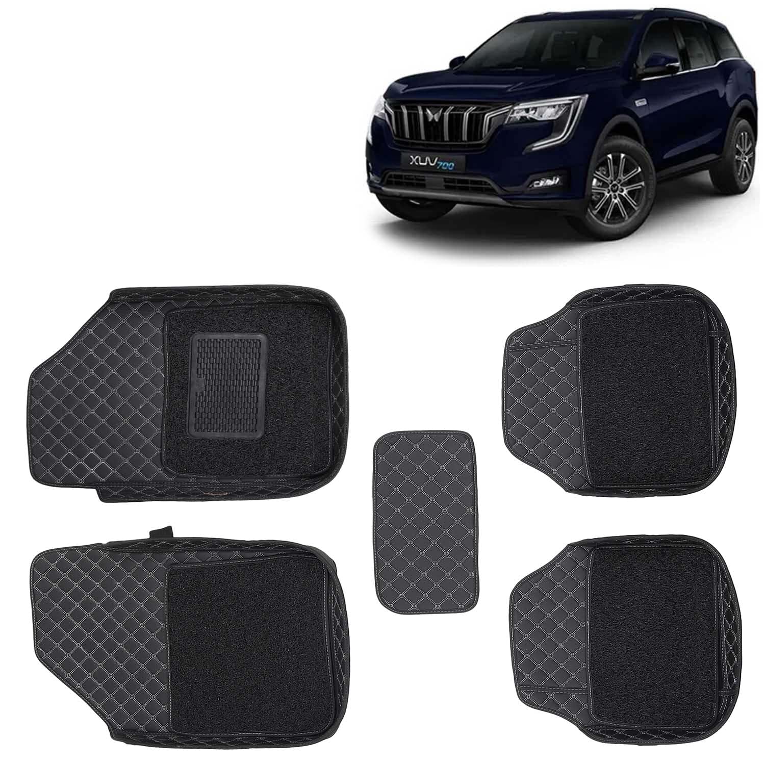 KINGSWAY® 7D Car Floor Foot Mats Compatible with Mahindra XUV 700 (2021 Onwards) Universal